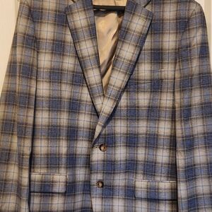 Men's Blue Gray Plaid Blazer